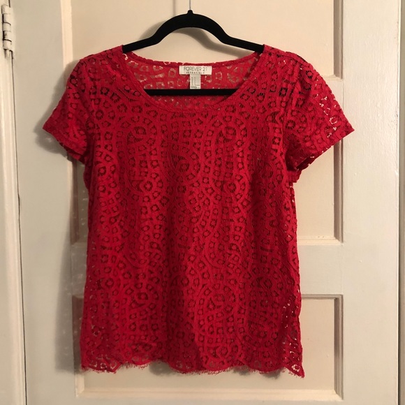 Red Eyelash Lace Top / 2 for 15 - Picture 1 of 3